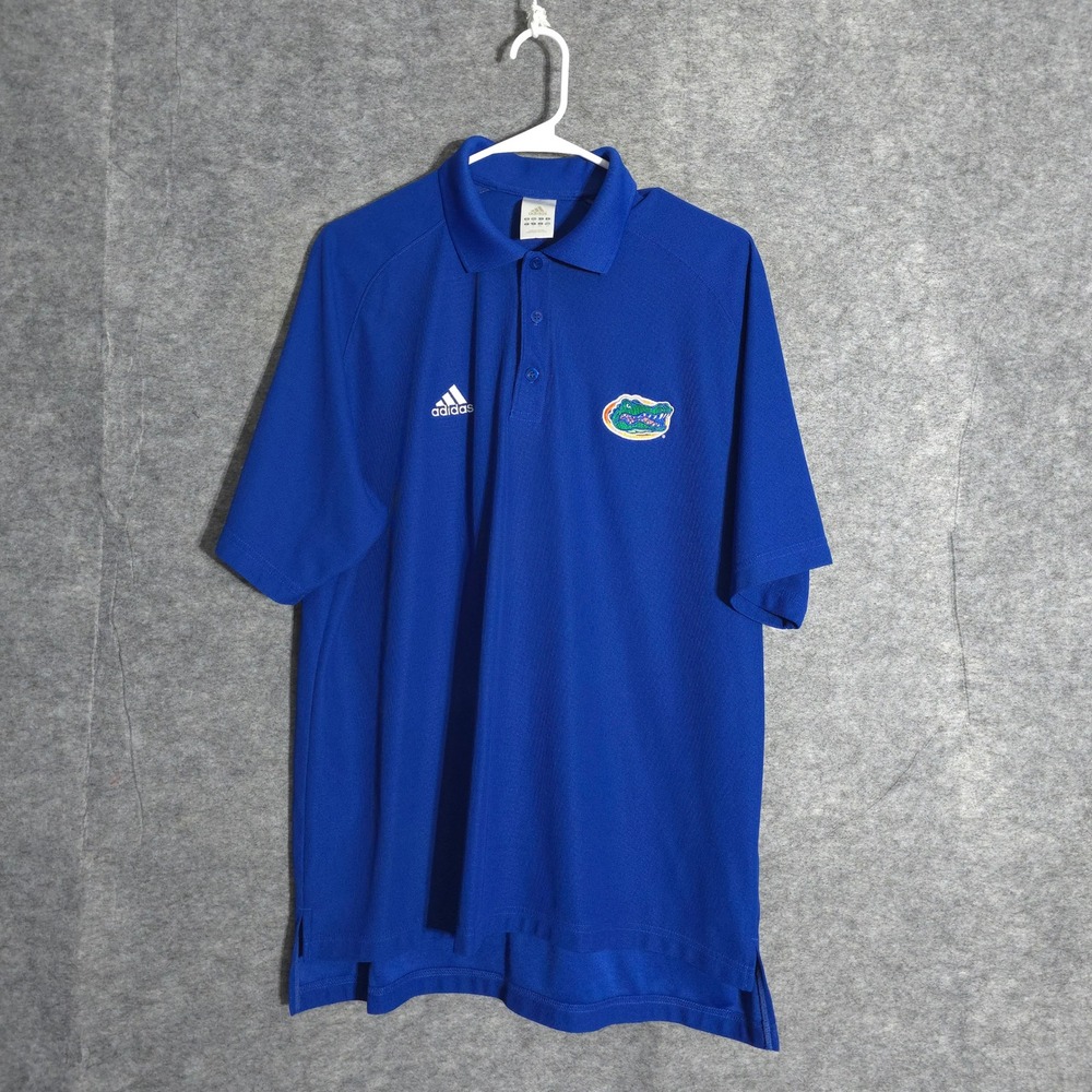 Adidas Florida Gators Polo Mens L Blue Short Sleeve NCAA Embroidered Logo Shirt